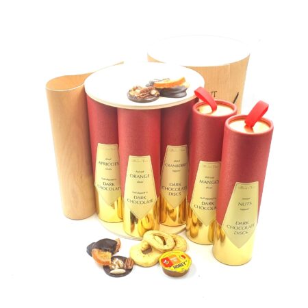 Luxury kosher chocolate gift set with fruit, nuts, apple and honey