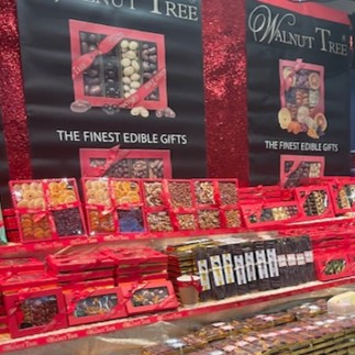 Walnut Tree Christmas show stall with luxury gift boxes